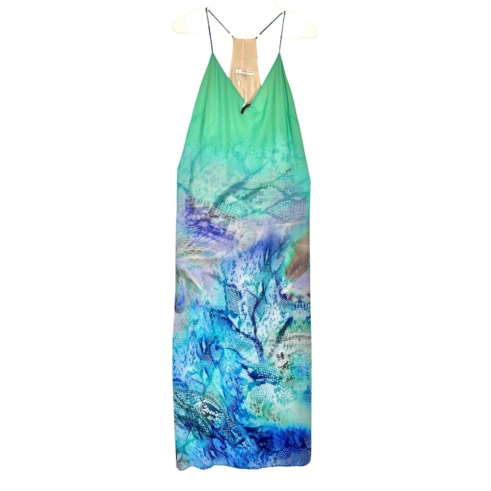Lavender Brown Teal Blue Snakeskin V-Neck Racerback Maxi Dress Mermaid Beach
